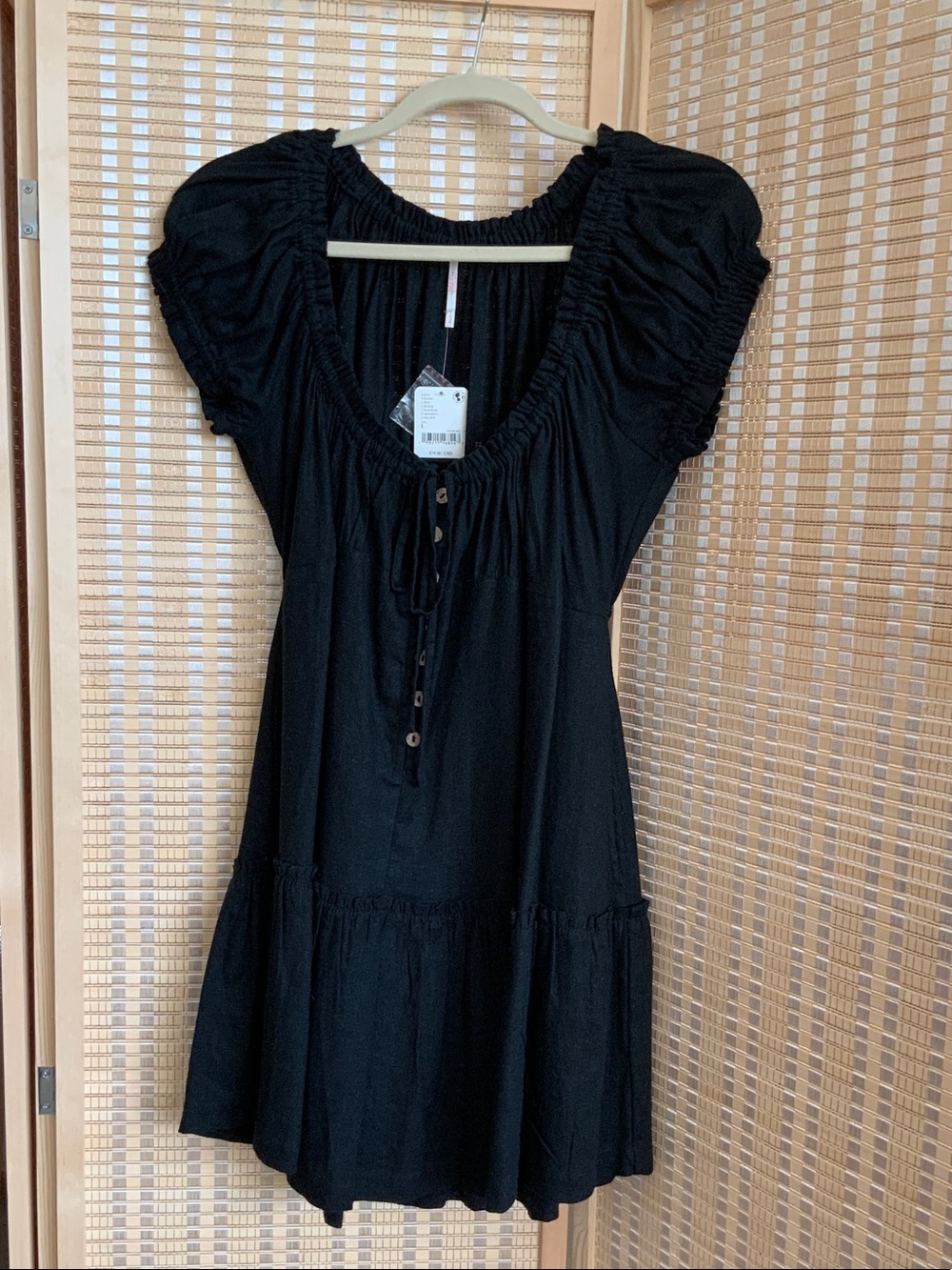 Free People Black Short Sleeve or off shoulder Mini Dress